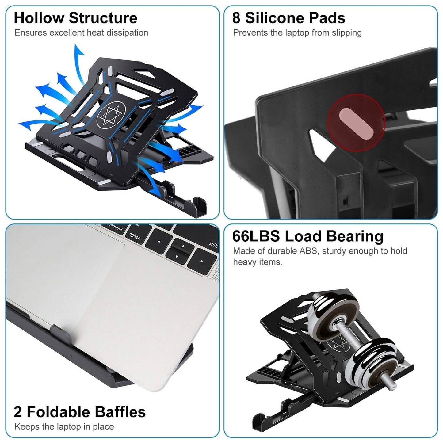 360º Rotating Laptop Riser Stand with Phone Stand 8 Level Adjustable Height DailySale