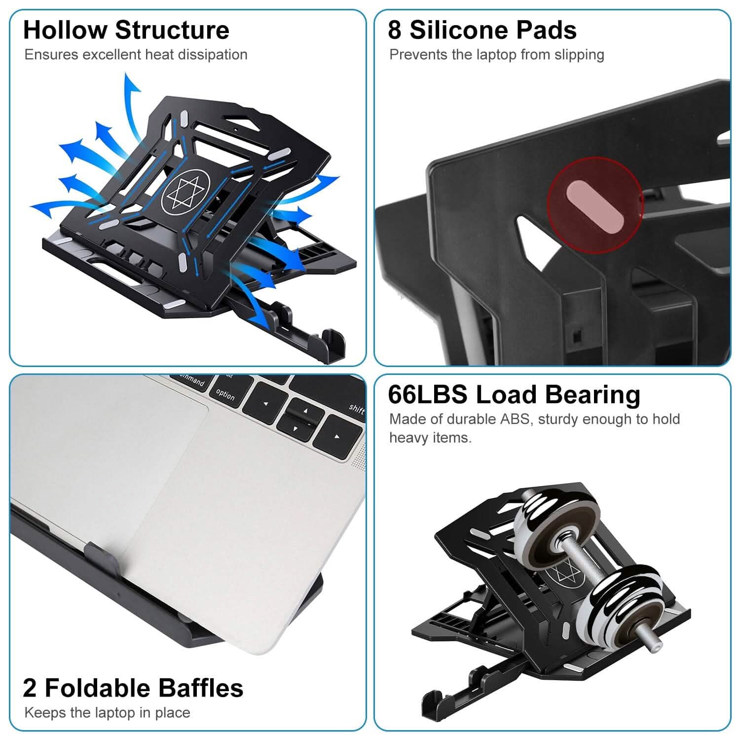 360º Rotating Laptop Riser Stand with Phone Stand 8 Level Adjustable Height DailySale
