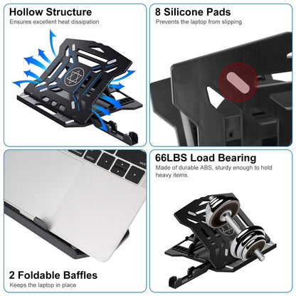 360º Rotating Laptop Riser Stand with Phone Stand 8 Level Adjustable Height DailySale