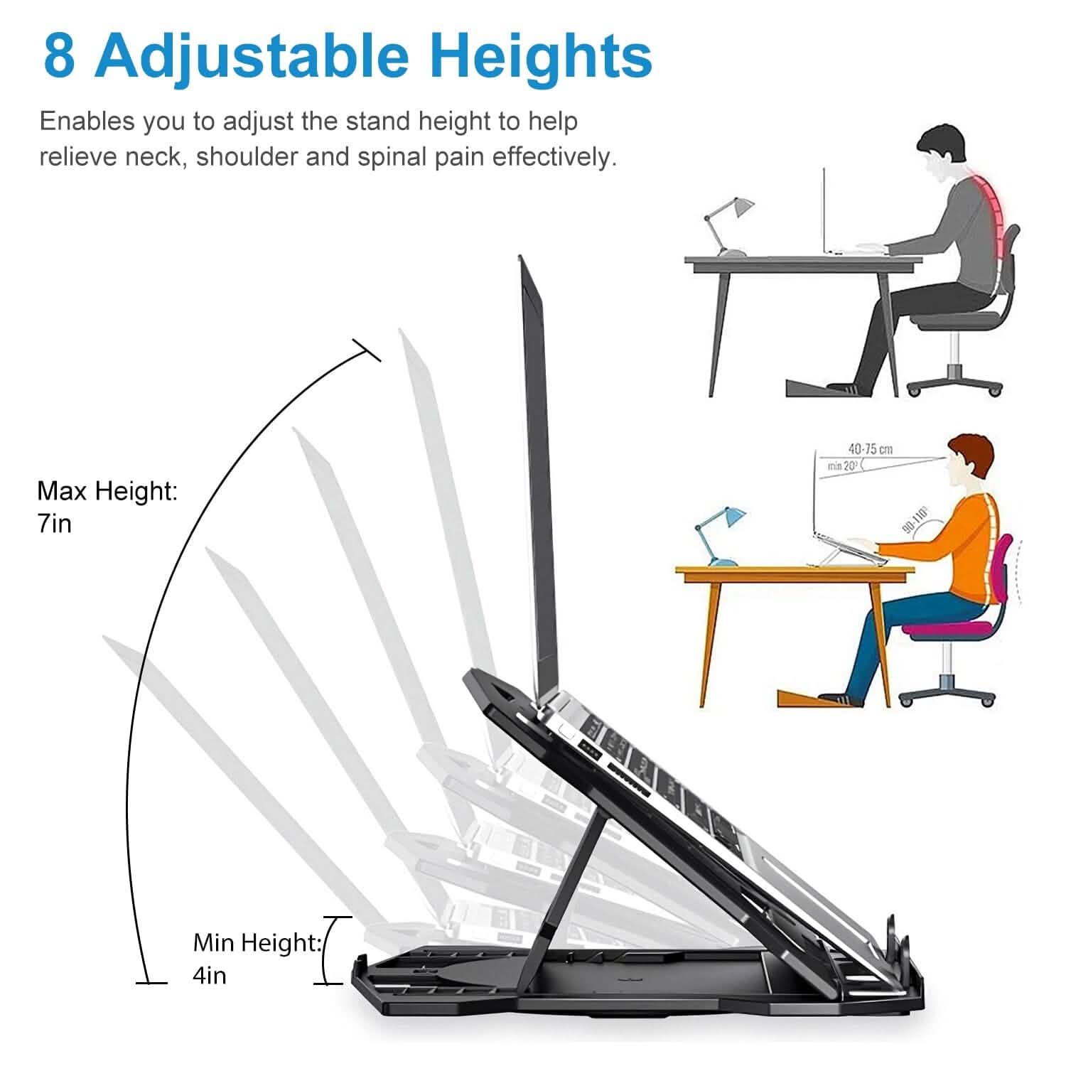 360º Rotating Laptop Riser Stand with Phone Stand 8 Level Adjustable Height DailySale