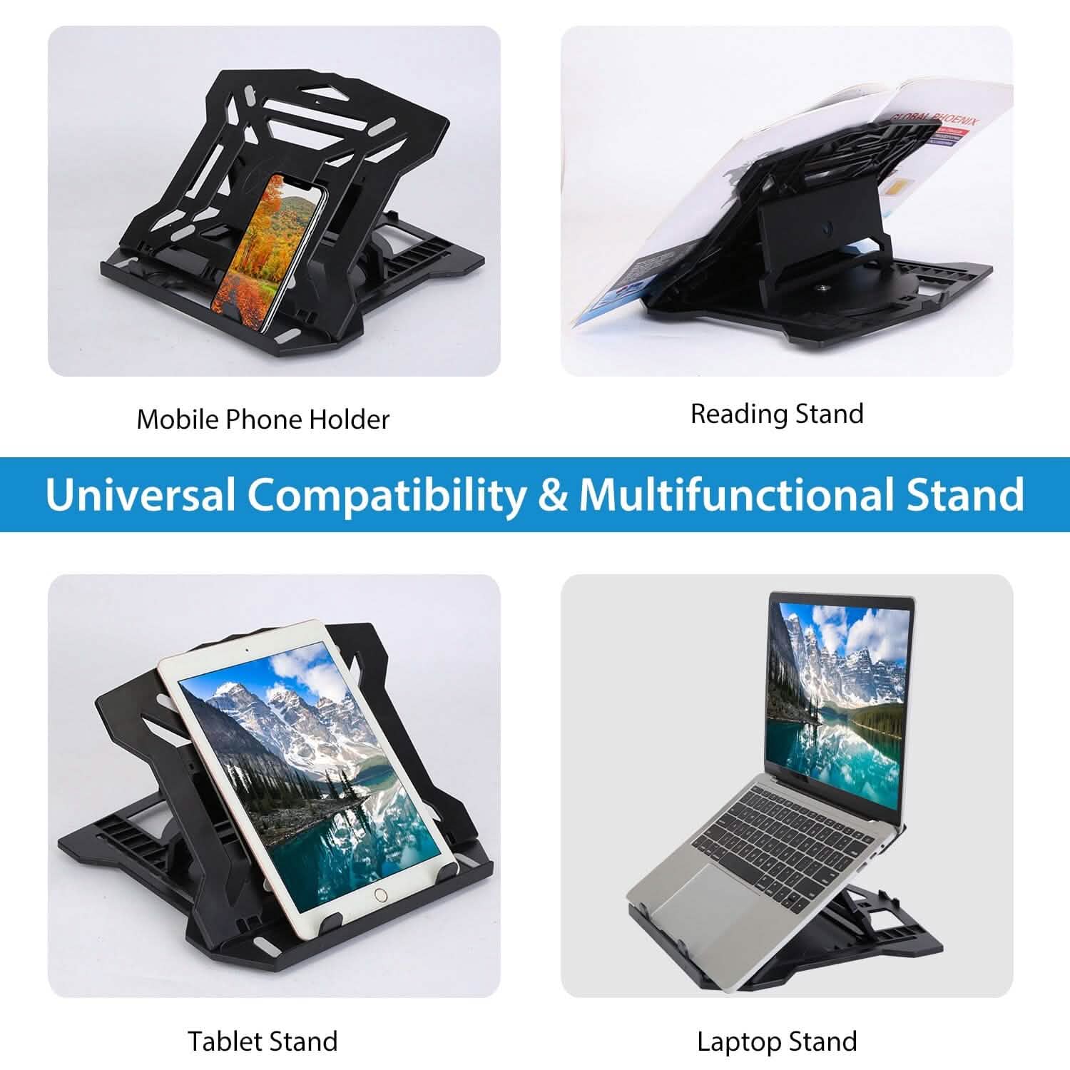 360º Rotating Laptop Riser Stand with Phone Stand 8 Level Adjustable Height DailySale