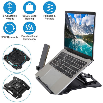360º Rotating Laptop Riser Stand with Phone Stand 8 Level Adjustable Height DailySale
