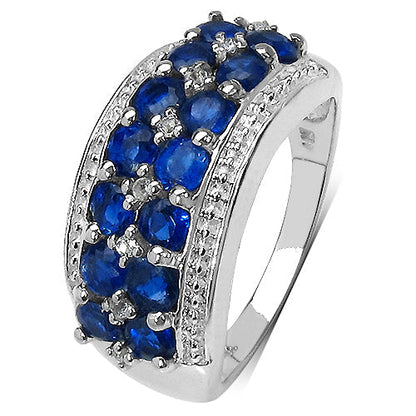 2.00 Carat Genuine Kyanite & White Topaz .925 Sterling Silver Ring Bids.com