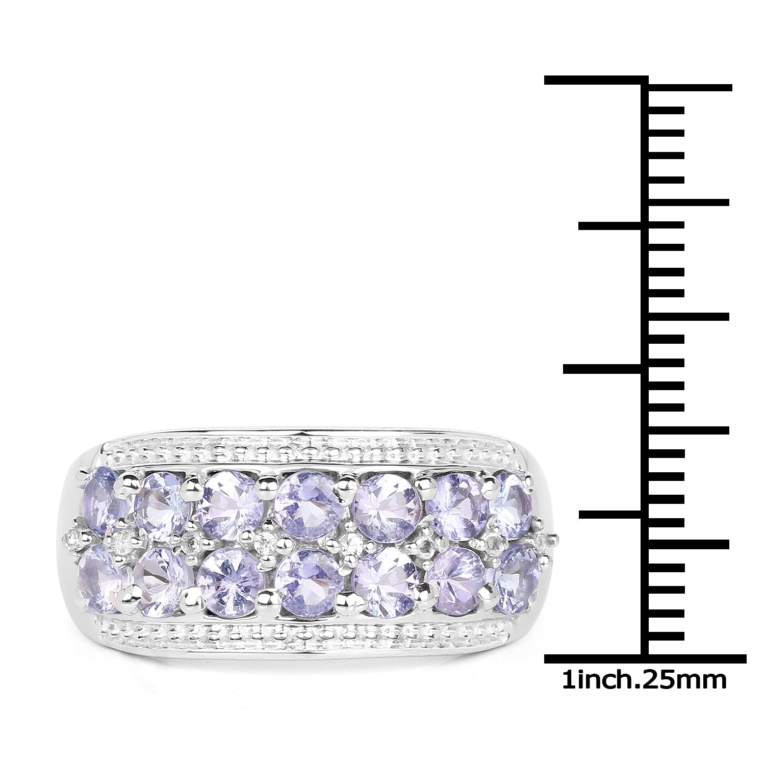 1.44 Carat Genuine Tanzanite & White Topaz .925 Sterling Silver Ring Bids.com