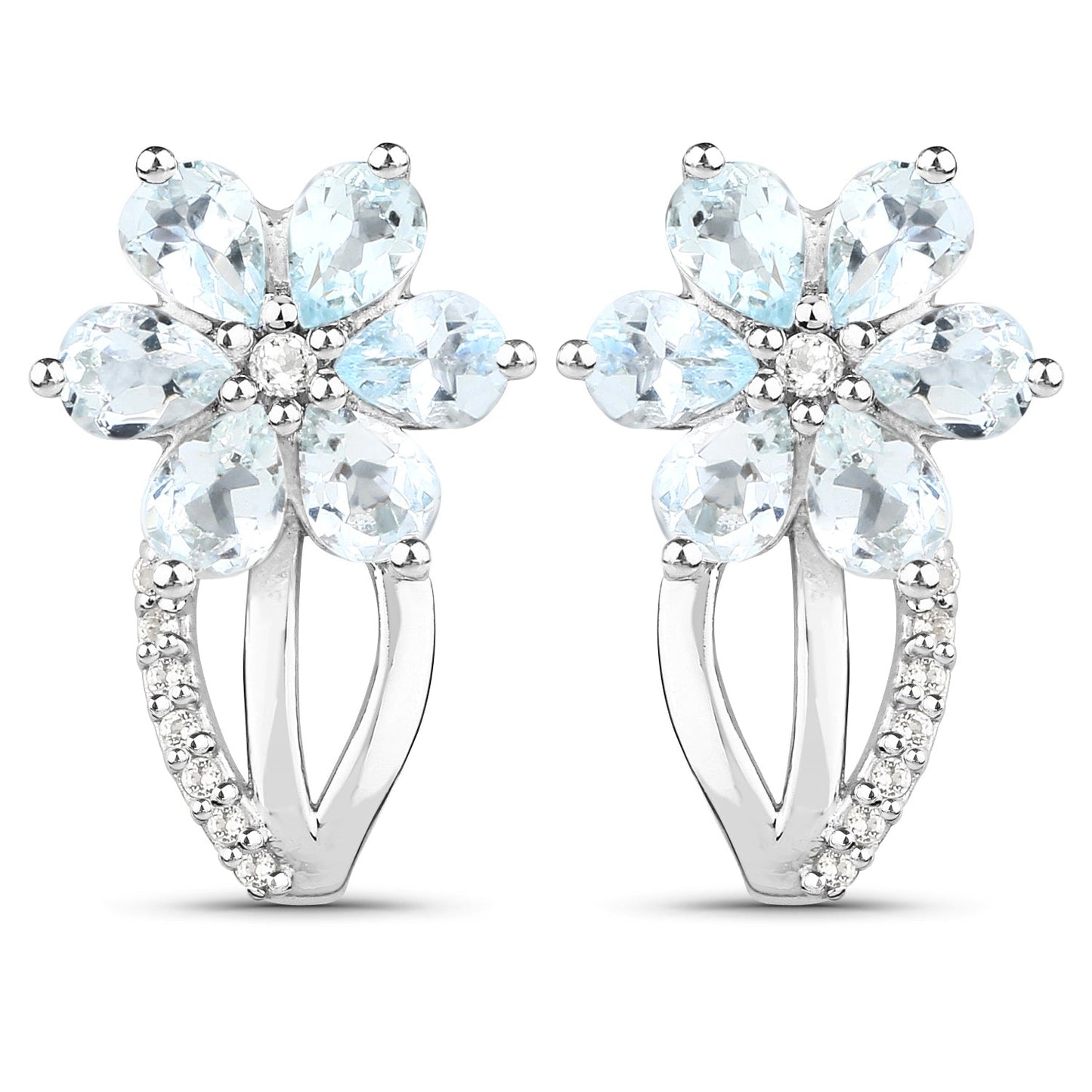 1.54 Carat Genuine Aquamarine and White Topaz .925 Sterling Silver Earrings Bids.com