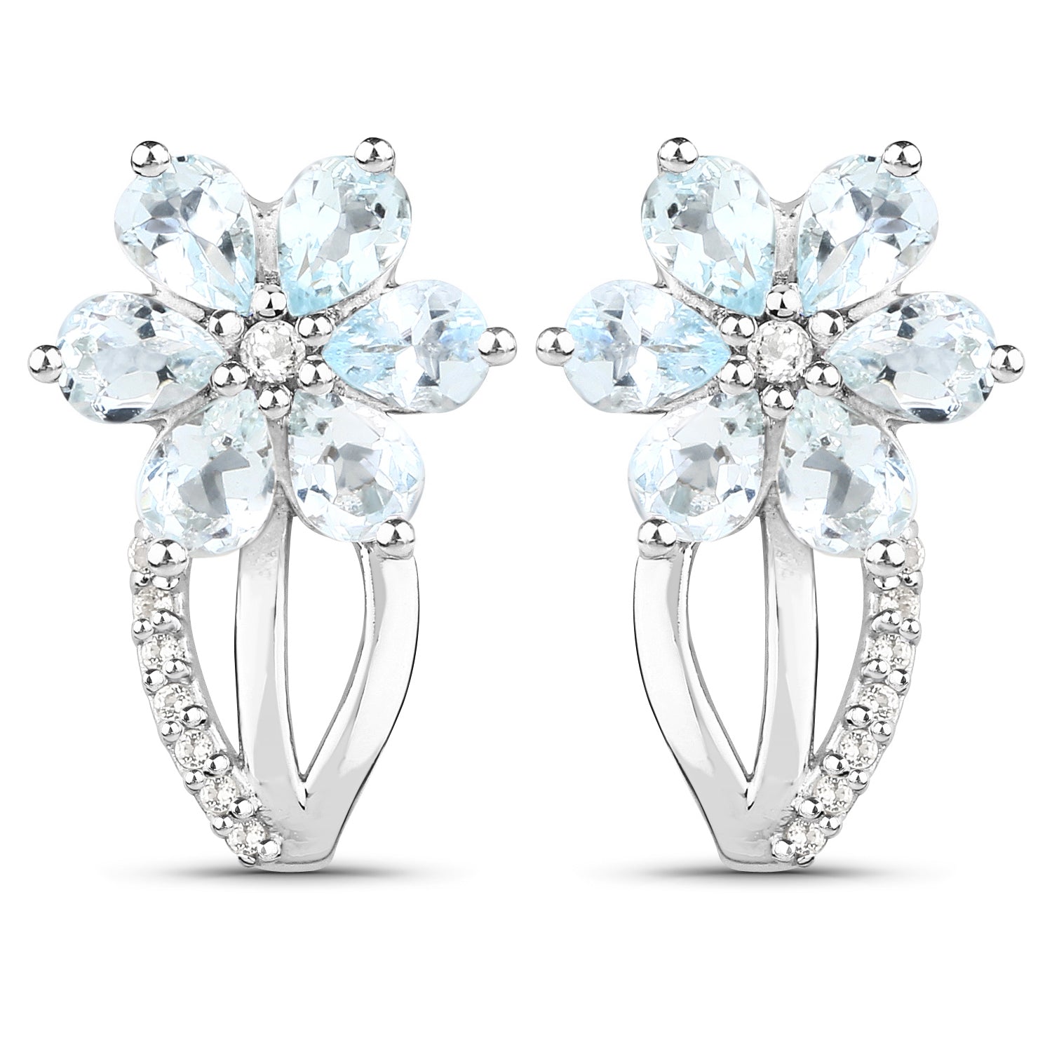 1.54 Carat Genuine Aquamarine and White Topaz .925 Sterling Silver Earrings Bids.com