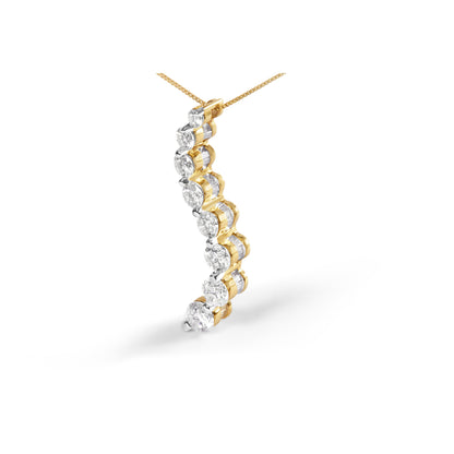 AGS Certified 14k Yellow Gold 3.0 Cttw Baguette and Brilliant Round-Cut Diamond Journey 18" Pendant Necklace (G-H Color, I1-I2 Clarity) Bids.com