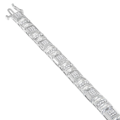10K White Gold Round and Baguette Cut Diamond Bracelet (2.00 cttw, H-I Color, I2-I3 Clarity) Bids.com