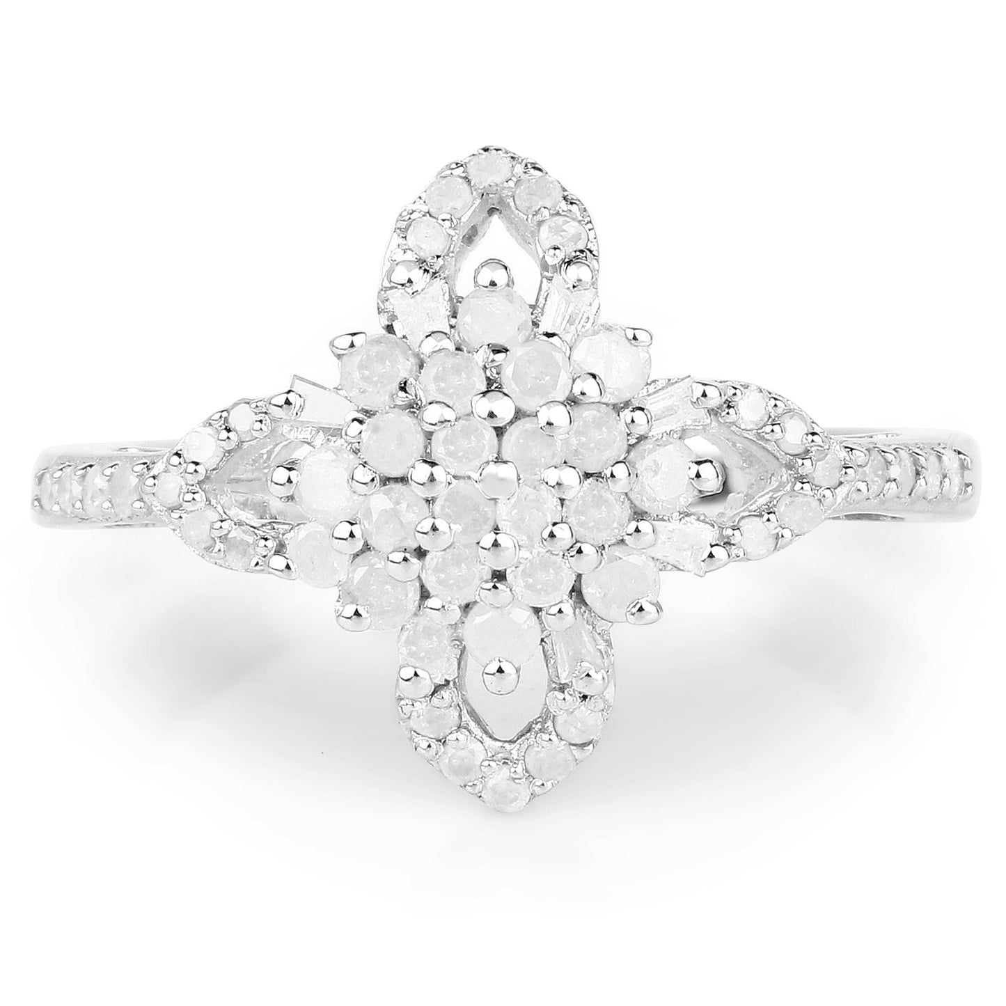 0.55 Carat Genuine White Diamond .925 Sterling Silver Ring Bids.com