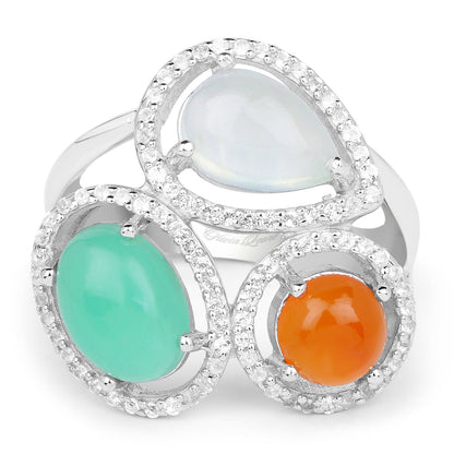 4.82 Carat Genuine Multi Stone .925 Sterling Silver Ring Bids.com