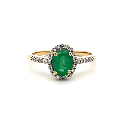Genuine .74ct Emerald Diamond Ring 14KT Yellow Gold Bids.com