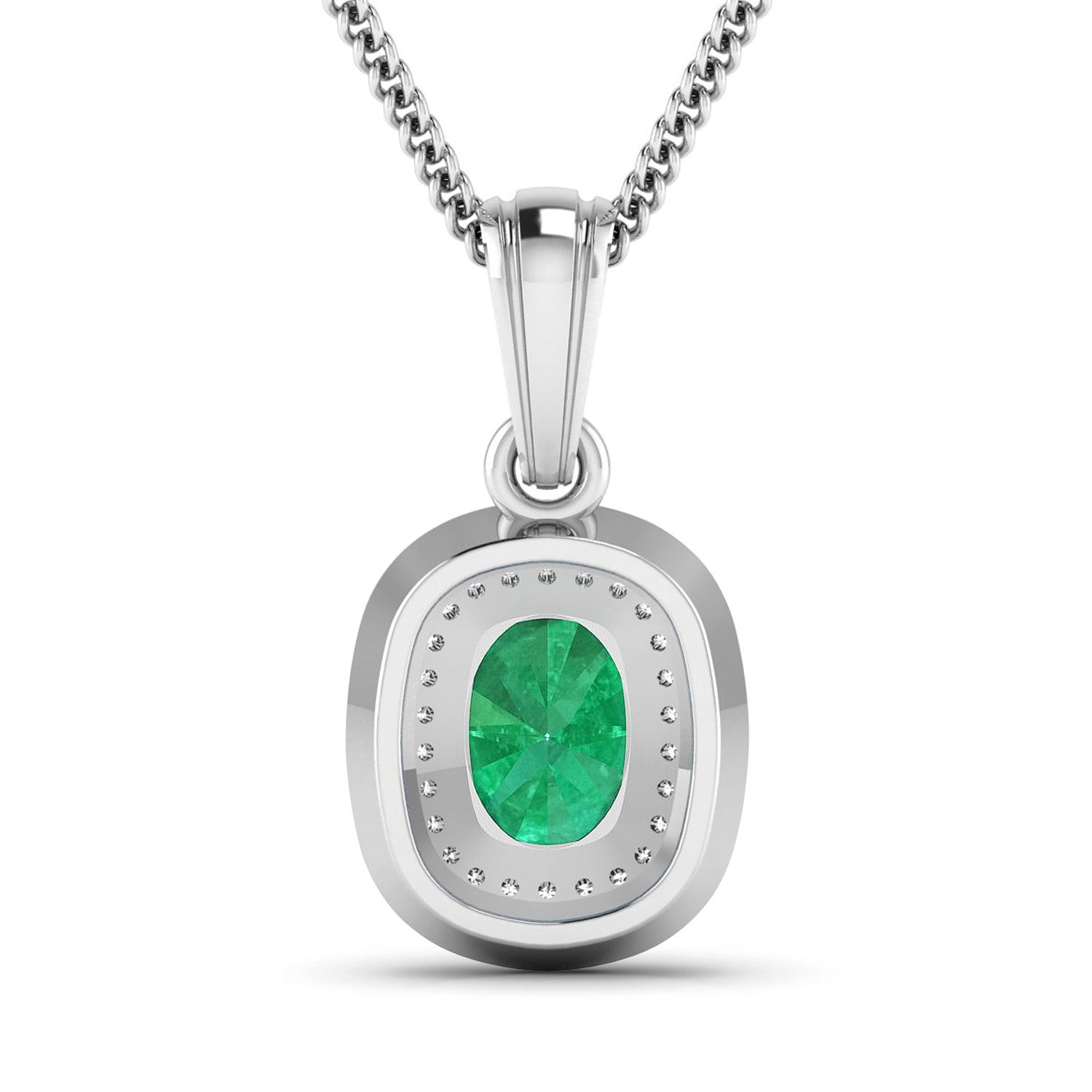 1.50 Carat Genuine Zambian Emerald and White Diamond 14K White Gold Pendant Bids.com