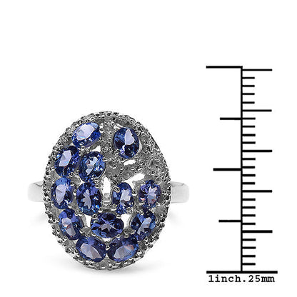 2.29 Carat Genuine Tanzanite & White Topaz .925 Sterling Silver Ring Bids.com