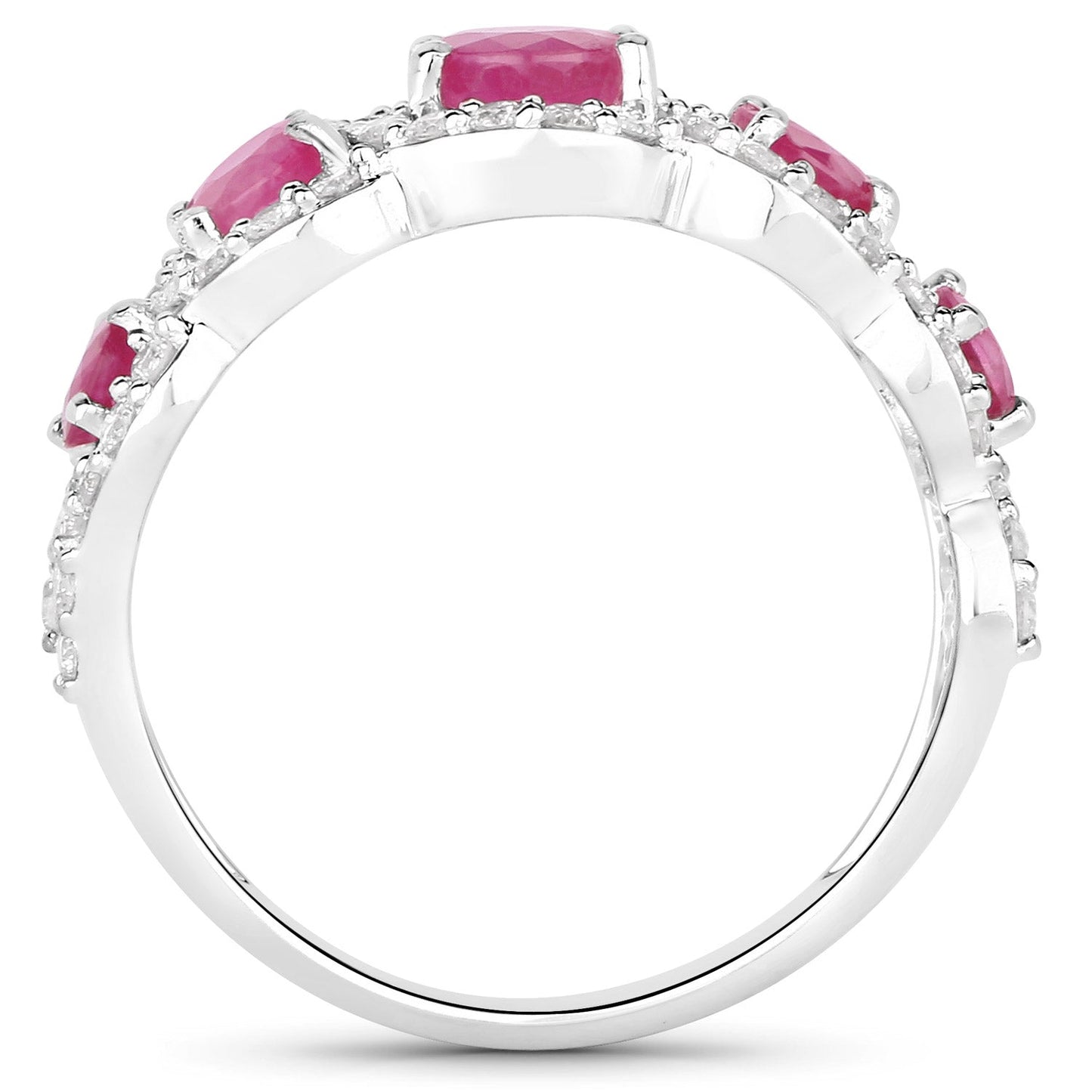 1.99 Carat Genuine Ruby and White Diamond 14K White Gold Ring Bids.com