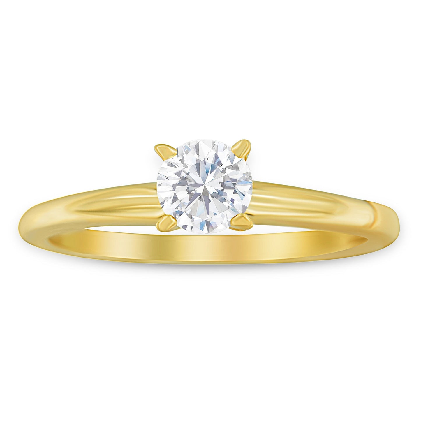GIA Certified 14K Yellow Gold 1/2 Cttw Diamond Solitaire Engagement Ring (H Color, SI1 Clarity) - Size 6 Bids.com
