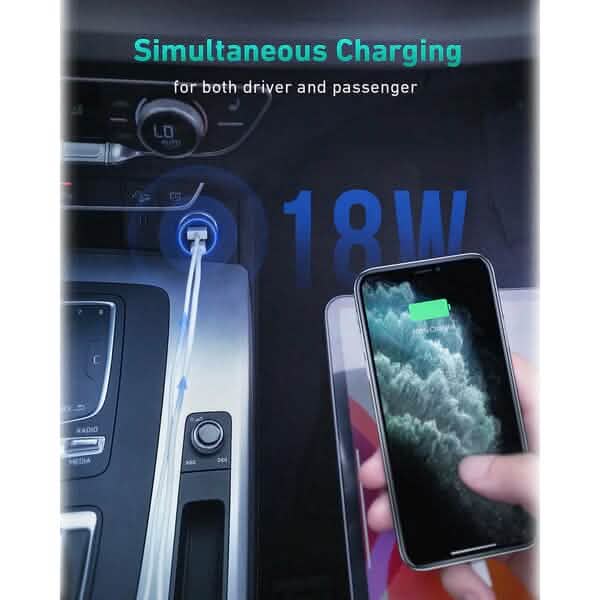 AUKEY 36W LED Car Charger CC-Y18S Dual USB-C/USB-A DailySale