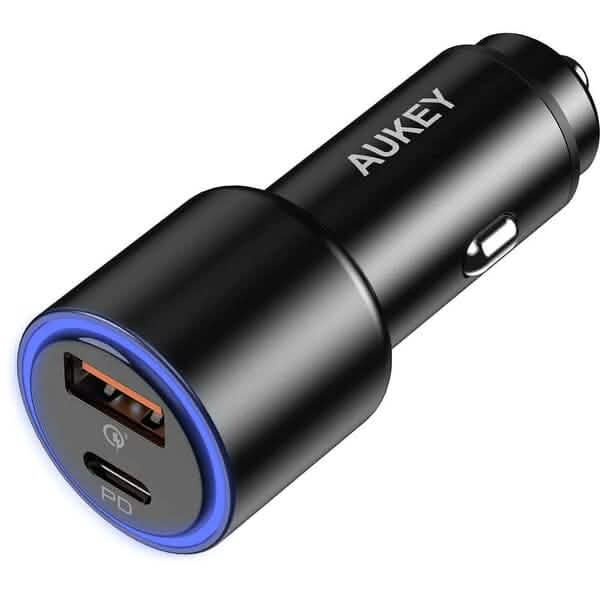 AUKEY 36W LED Car Charger CC-Y18S Dual USB-C/USB-A DailySale