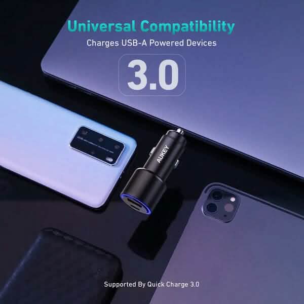 AUKEY 36W LED Car Charger CC-Y18S Dual USB-C/USB-A DailySale
