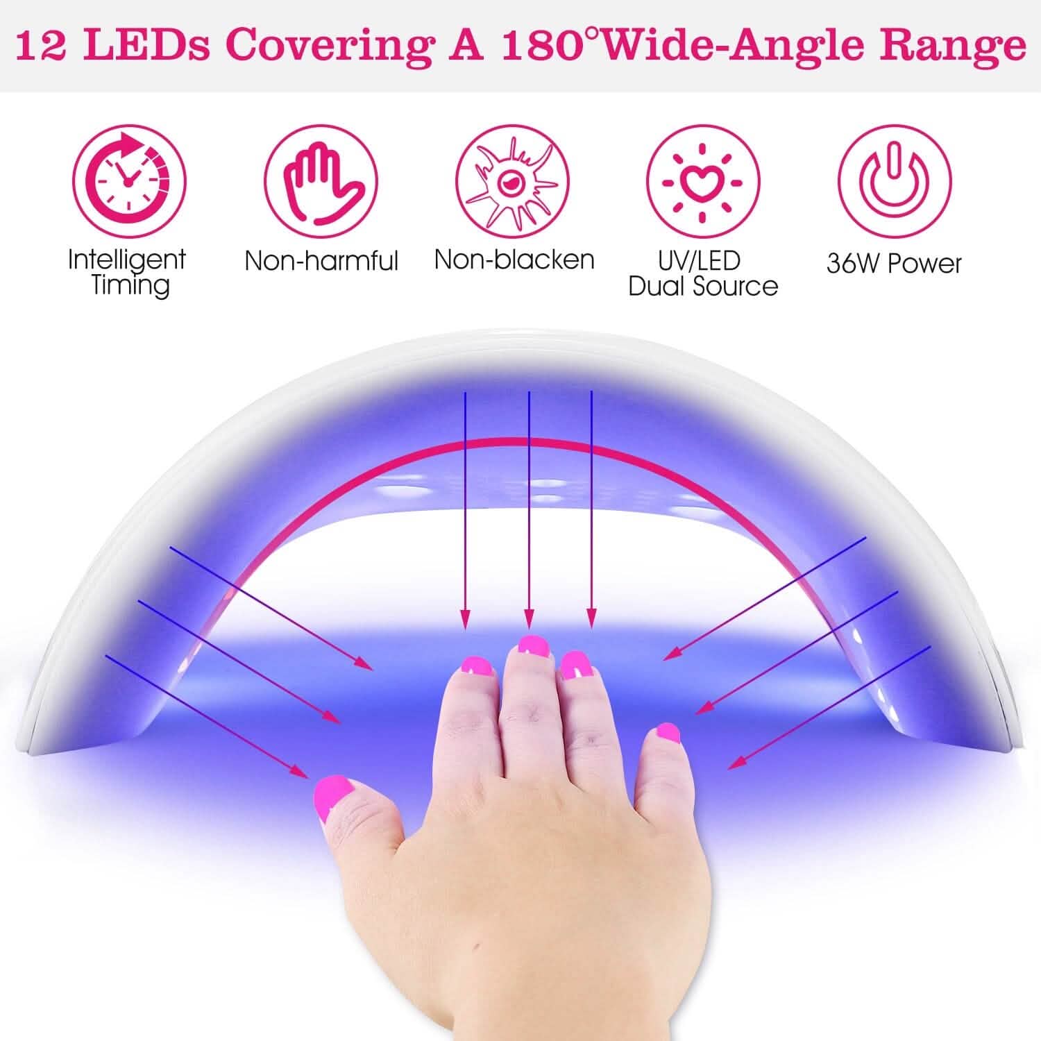 36W UV LED Lamp Nail Gel Dryer 12 LED Sensor Gel Curing Machine DailySale