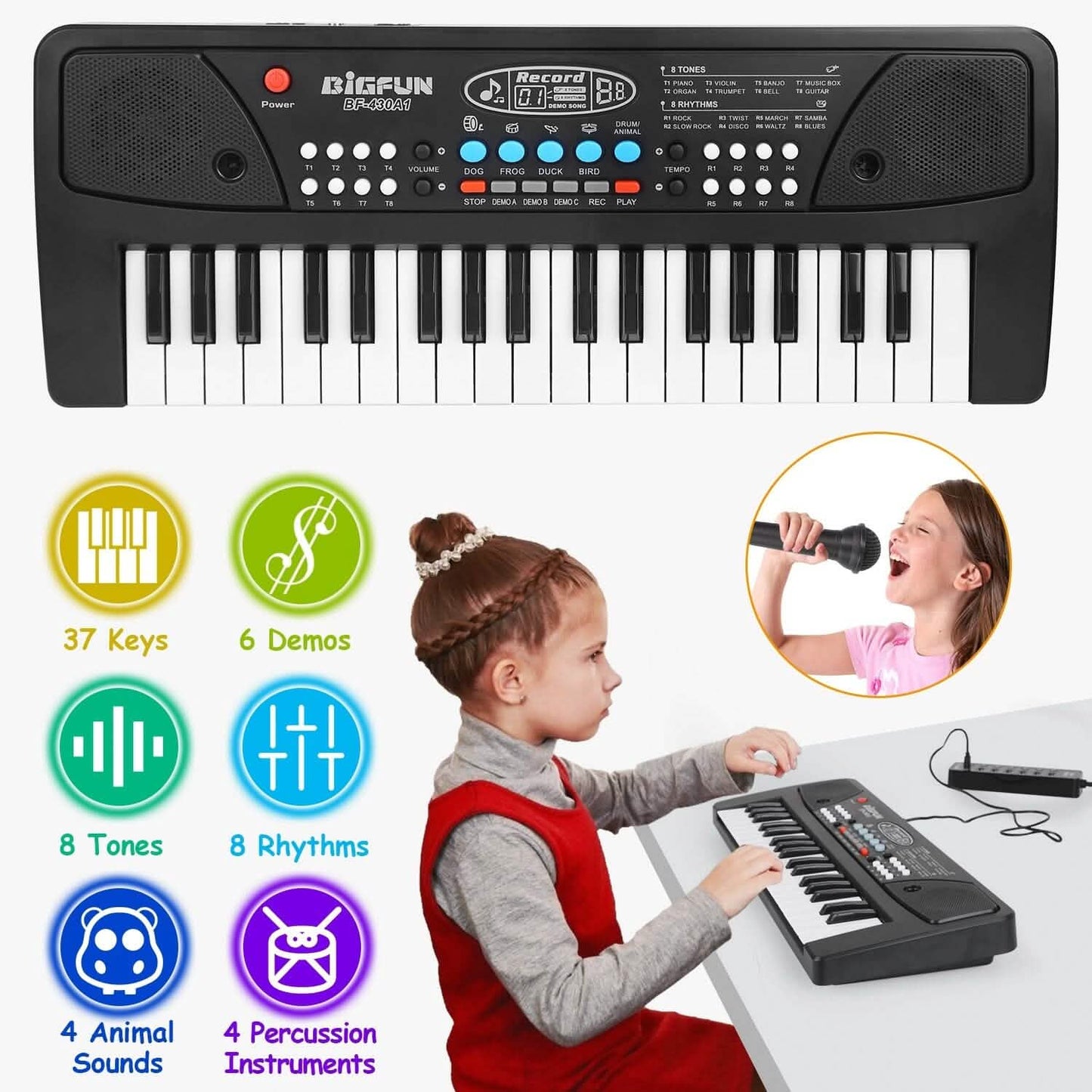37 Keys Digital Music Electronic Keyboard Instrument with Microphone DailySale
