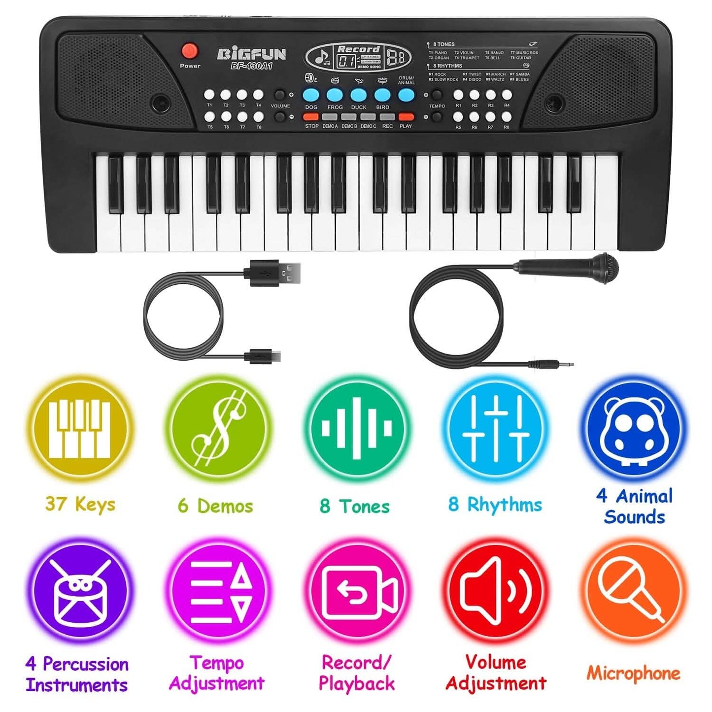 37 Keys Digital Music Electronic Keyboard Instrument with Microphone DailySale