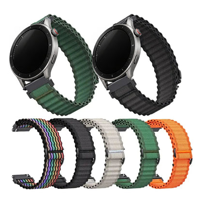 Amazfit Balance, GTR, GTS & Bip Ribbed Nylon Loop Band, Wavy Edges BandsCo Straps