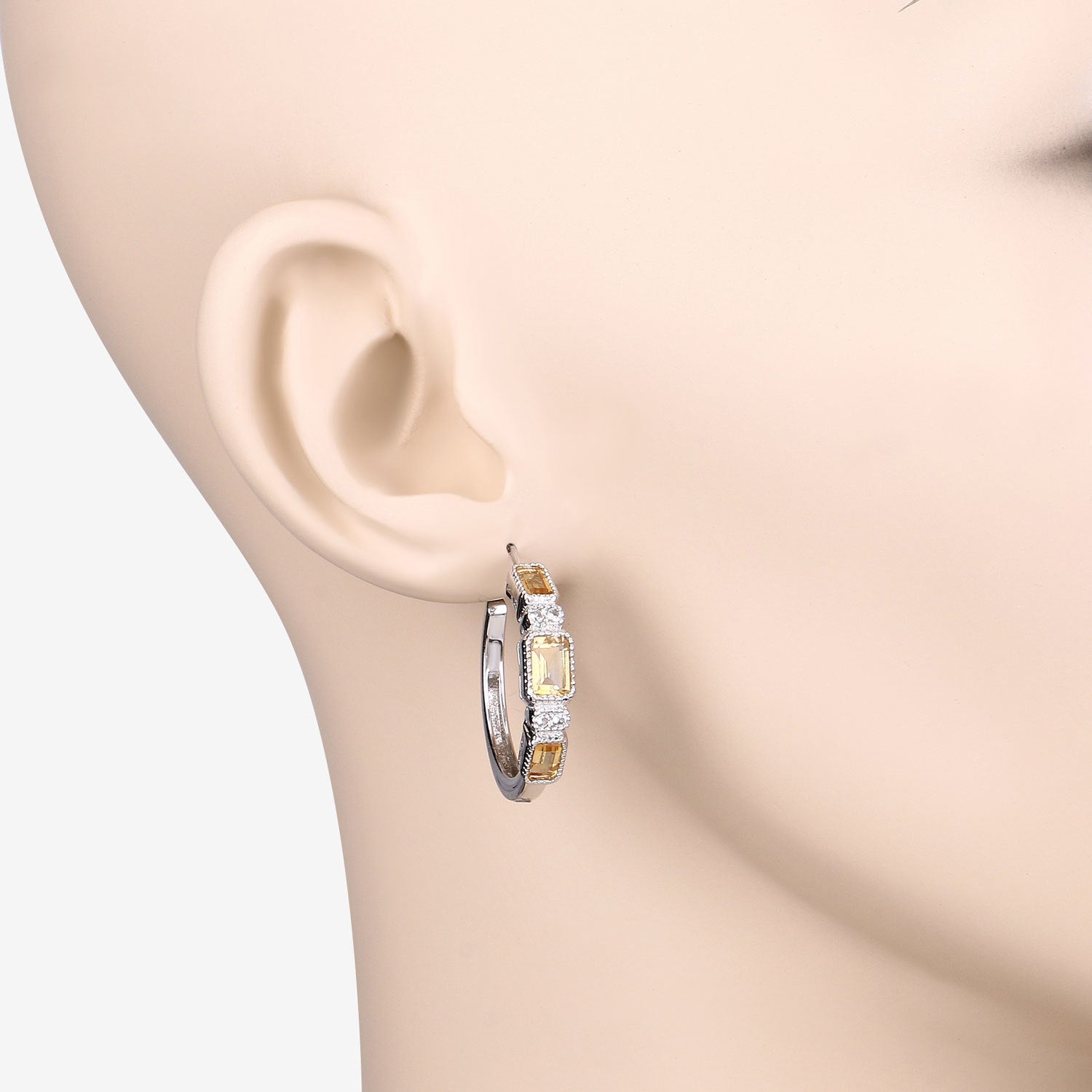 2.88 Carat Genuine Citrine and White Topaz .925 Sterling Silver Earrings Bids.com