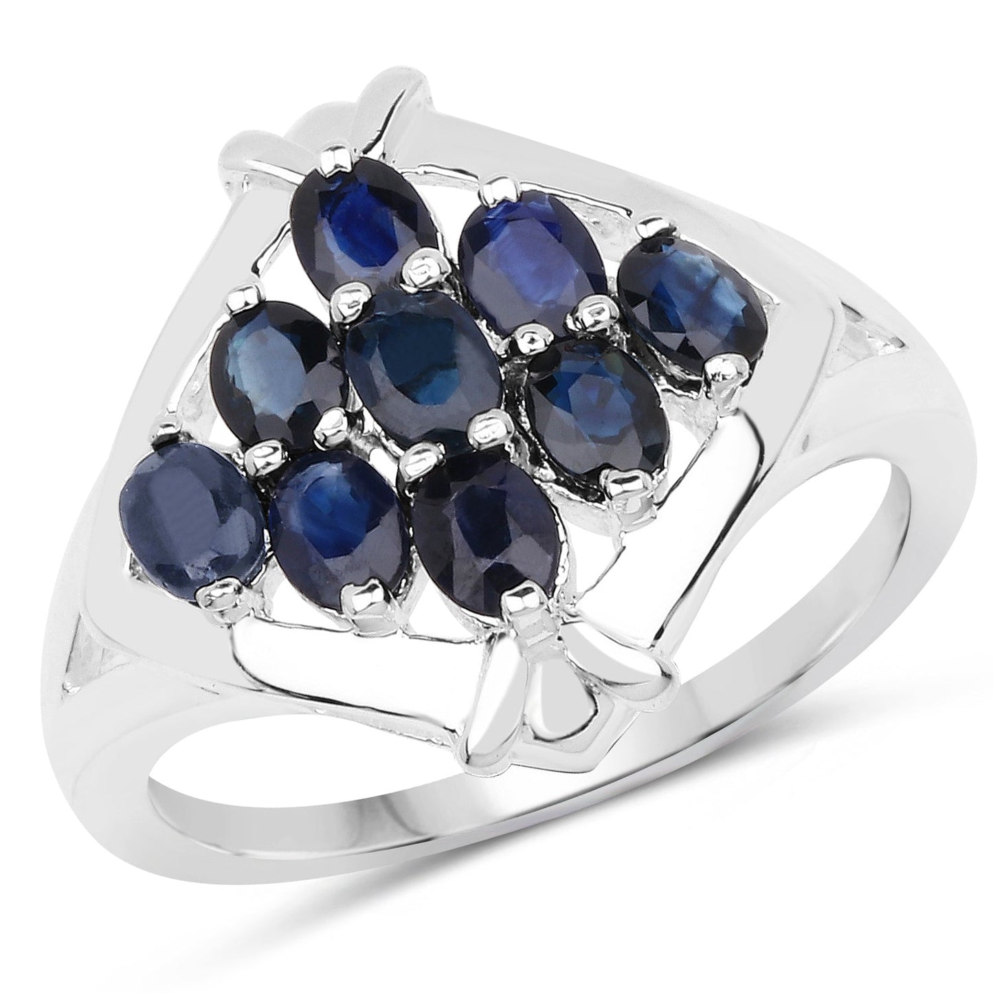1.80 Carat Genuine Blue Sapphire .925 Sterling Silver Ring Bids.com