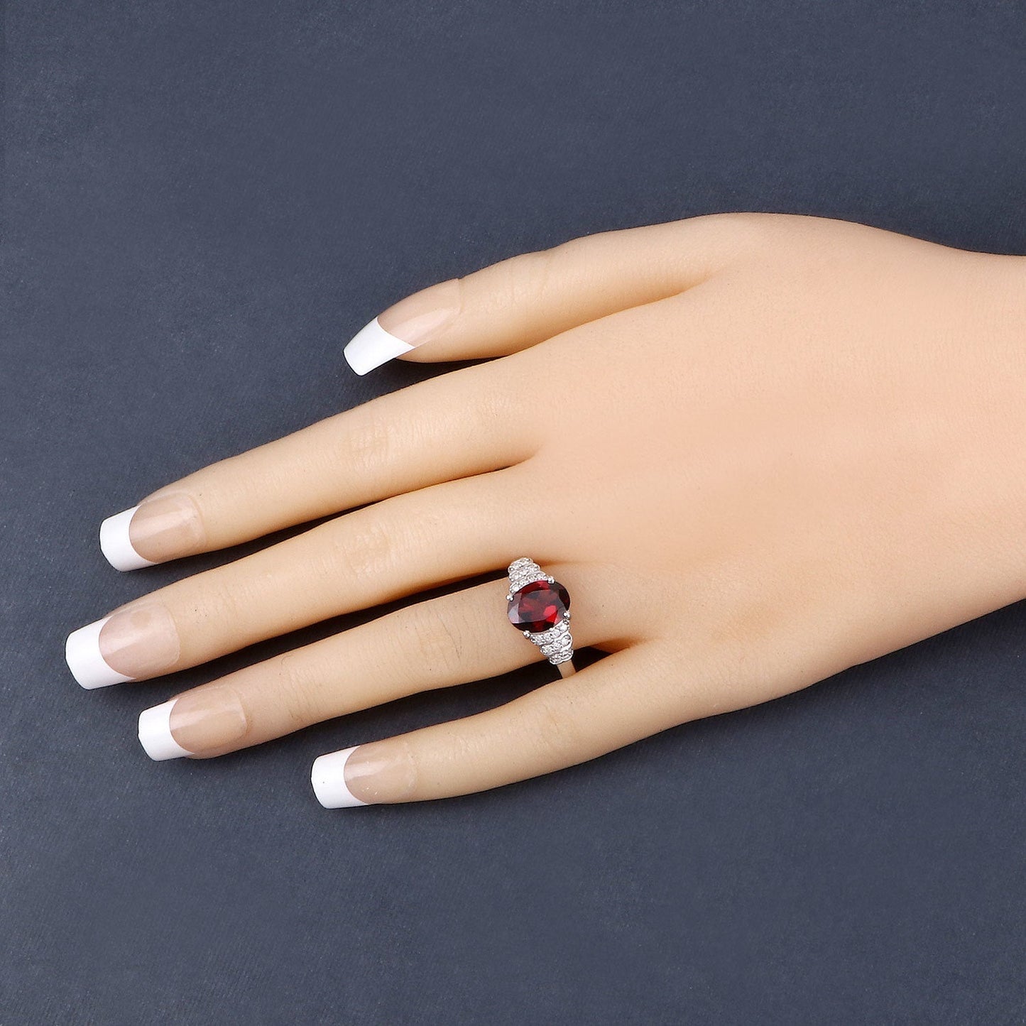 2.87 Carat Genuine Rhodolite and White Diamond 14K White Gold Ring Bids.com
