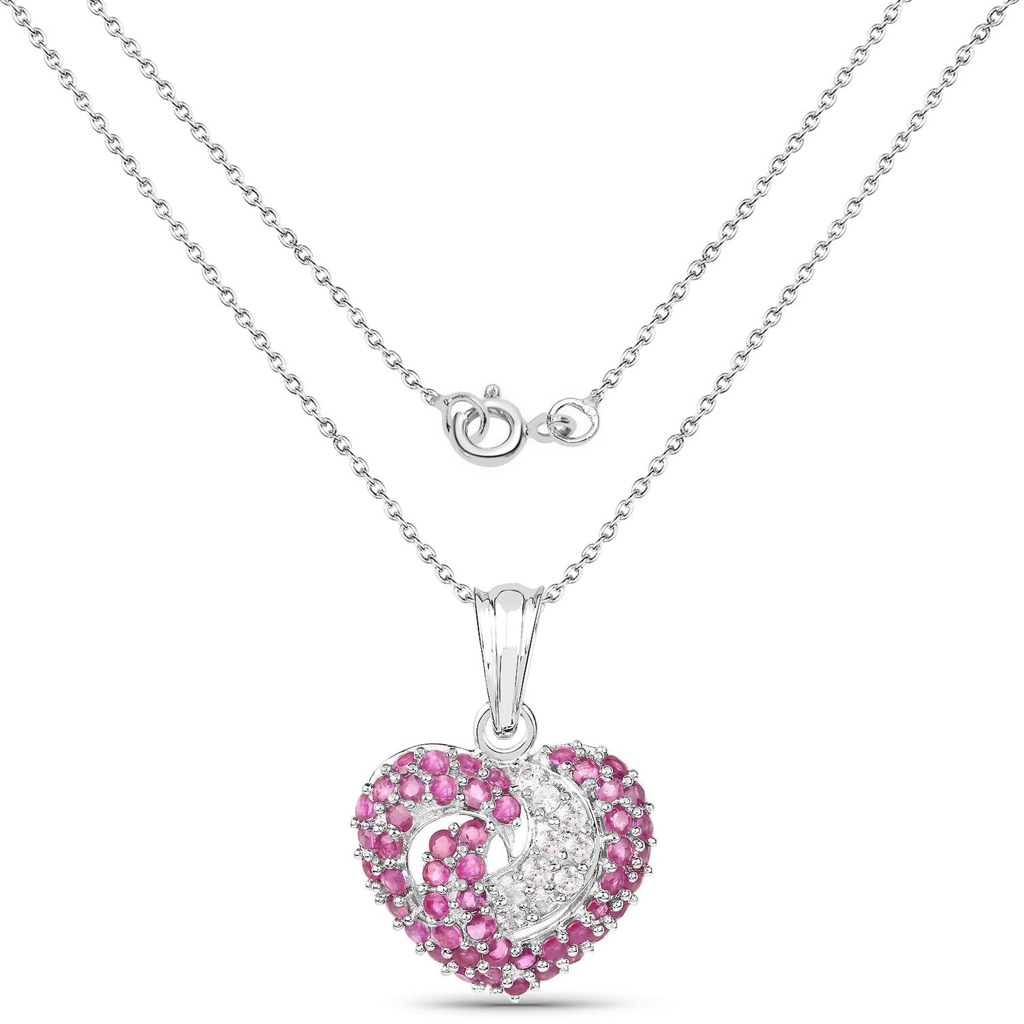 2.65 Carat Genuine Ruby and White Sapphire .925 Sterling Silver Pendant Bids.com