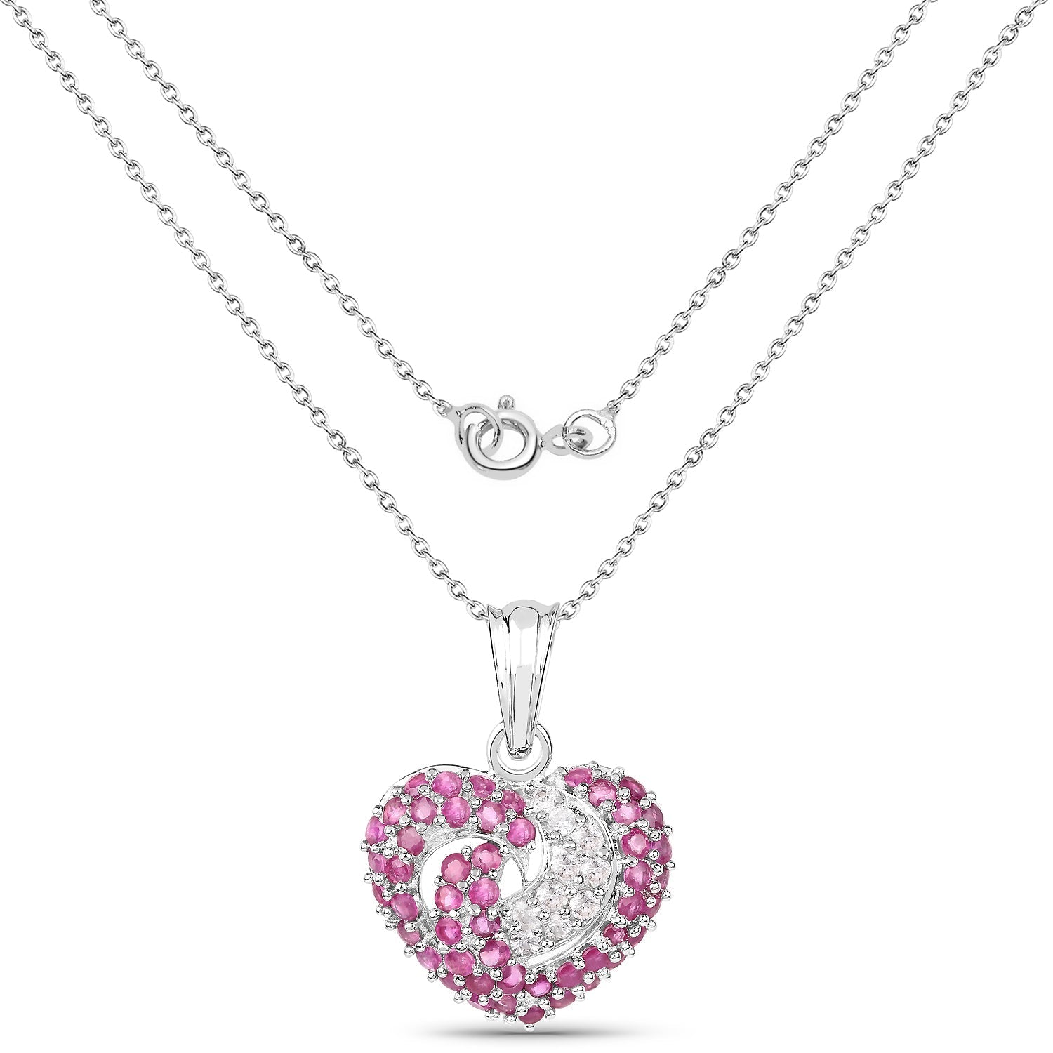 2.65 Carat Genuine Ruby and White Sapphire .925 Sterling Silver Pendant Bids.com