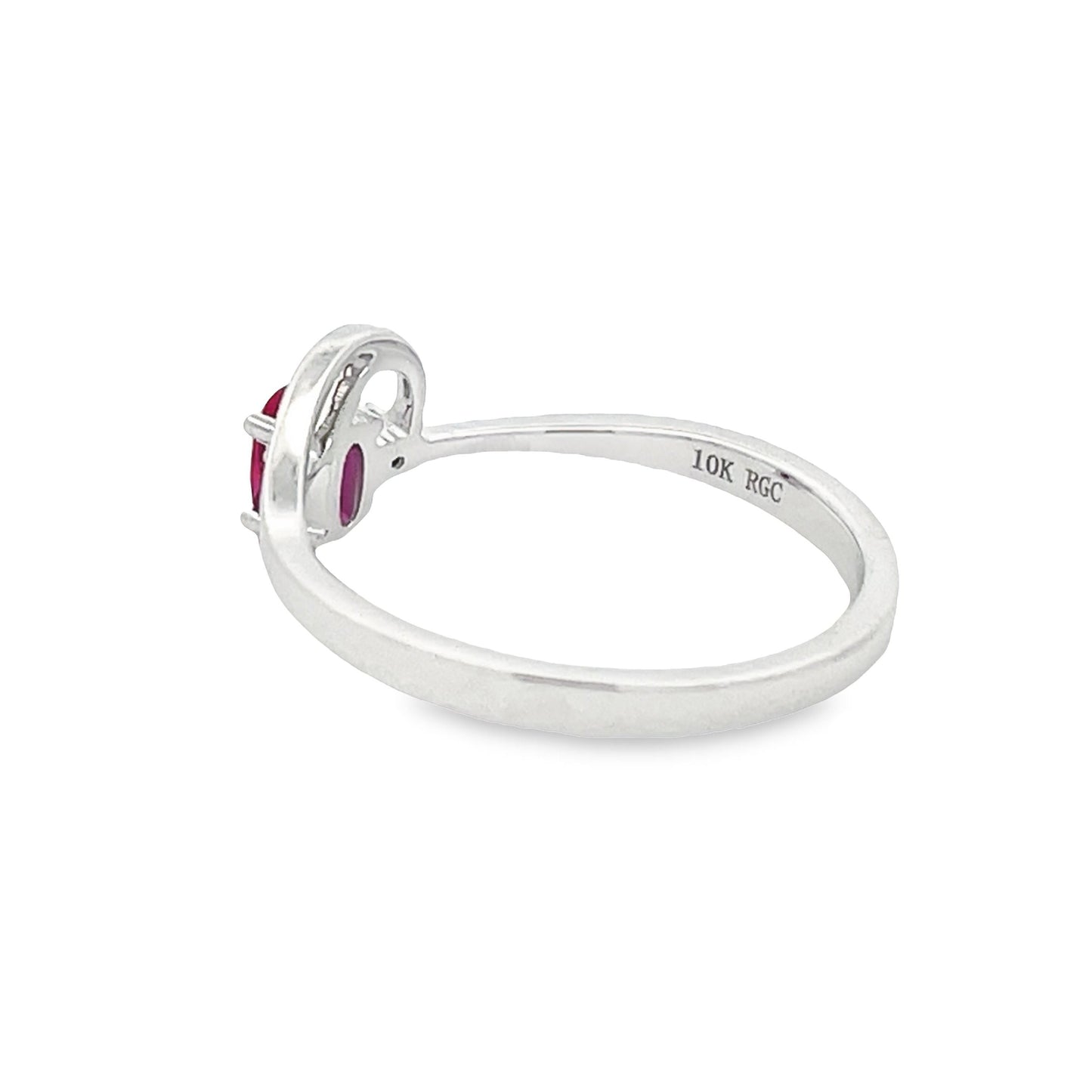 Genuine .02ct Created Ruby Diamond Ring 10KT White Gold Bids.com
