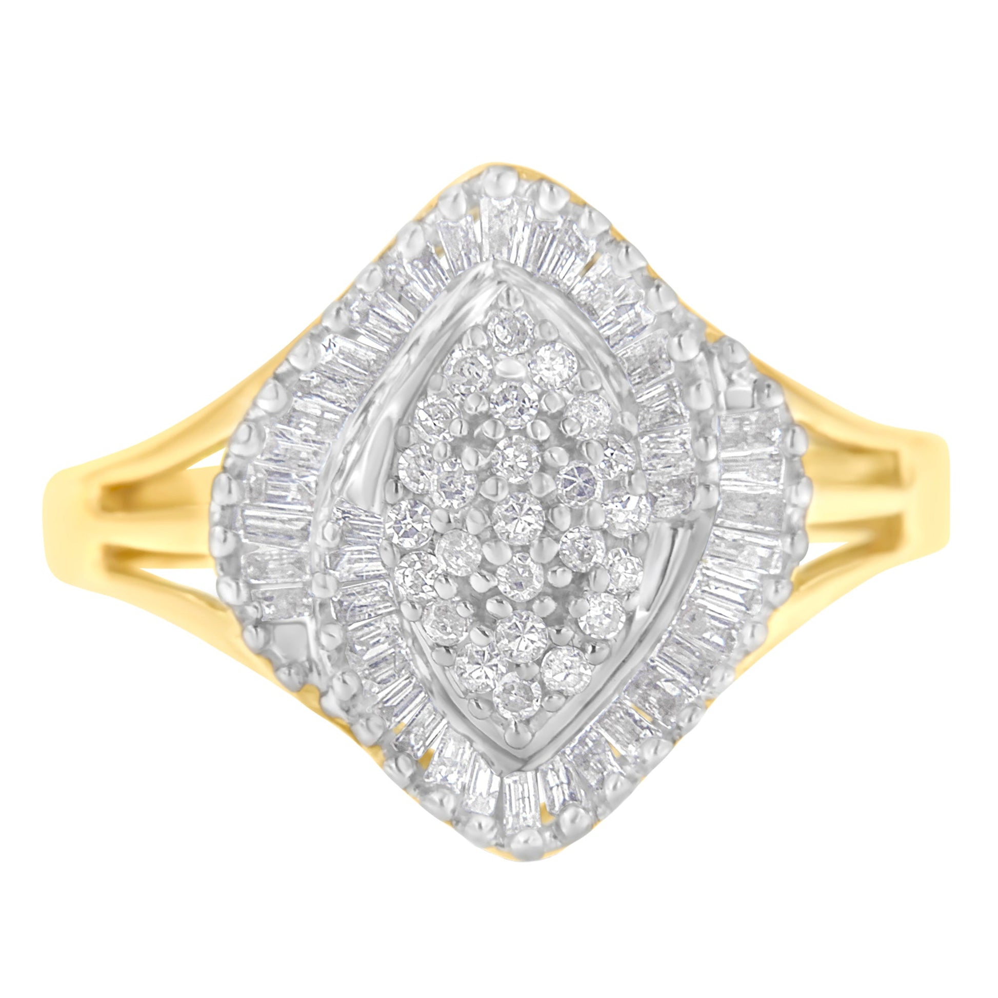 10K Yellow Gold Diamond Cocktail Ring (1/2 Cttw, J-K Color, I2-I3 Clarity) - Size 6-1/2 Bids.com