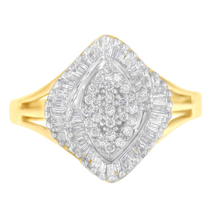 10K Yellow Gold Diamond Cocktail Ring (1/2 Cttw, J-K Color, I2-I3 Clarity) - Size 6-1/2 Bids.com
