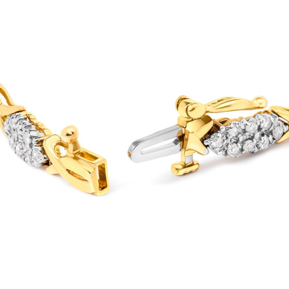 10K Yellow Gold 1.00 Cttw Round-Cut Diamond Spiral Link 7" Bracelet (H-I Color, I2-I3 Clarity) Bids.com