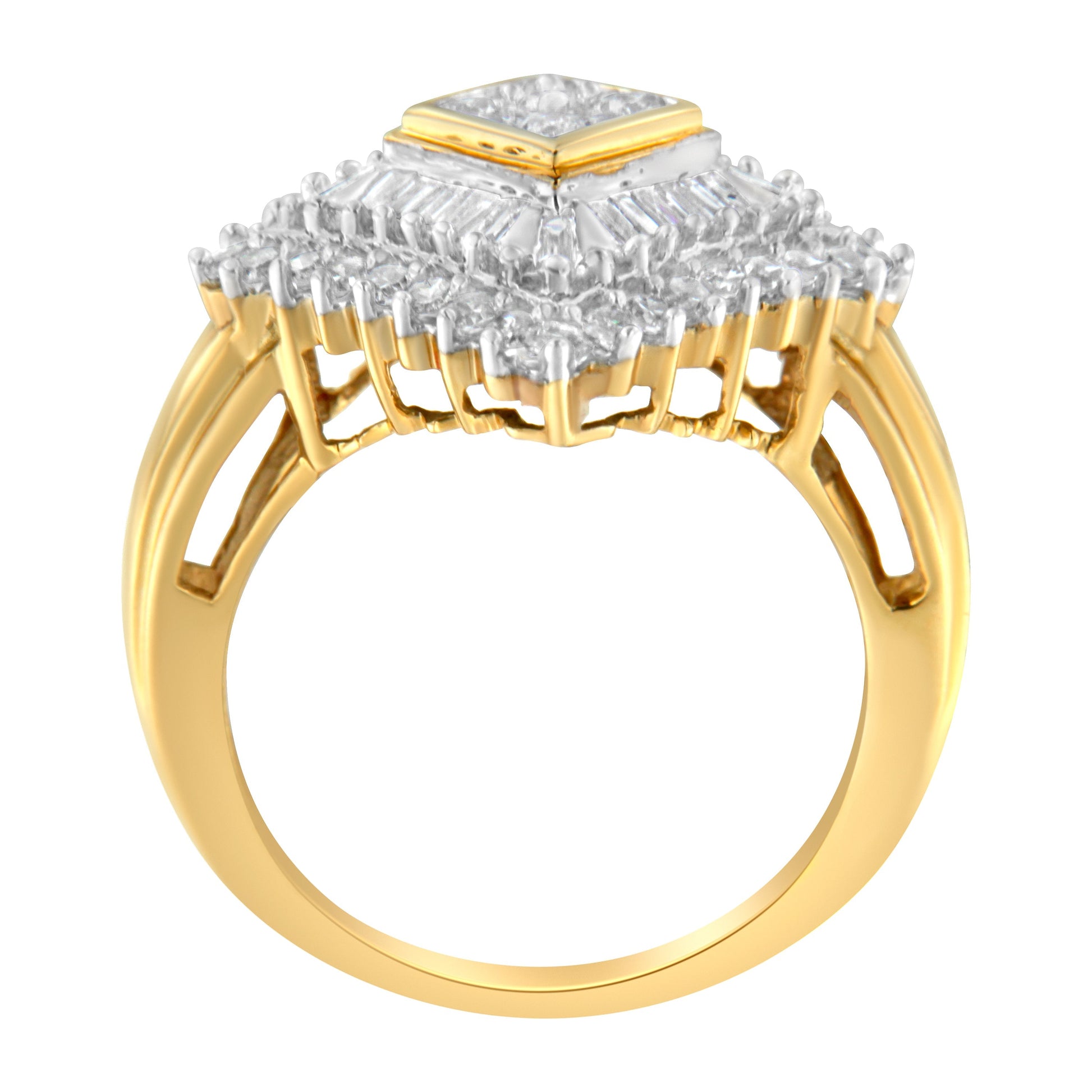 10K Yellow Gold Diamond Ballerina Ring (1 Cttw, I-J Color, I1-I2 Clarity) - Size 7 Bids.com