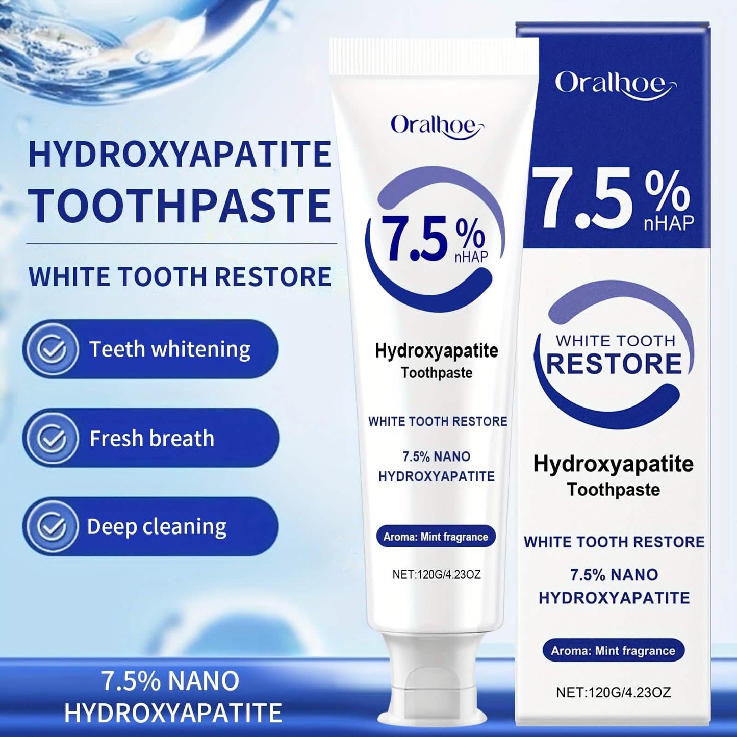 Hydroxyapatite Toothpaste – 7.5% NHAP, Whitening Mint, Gentle Teeth & Mouth Care DailySale