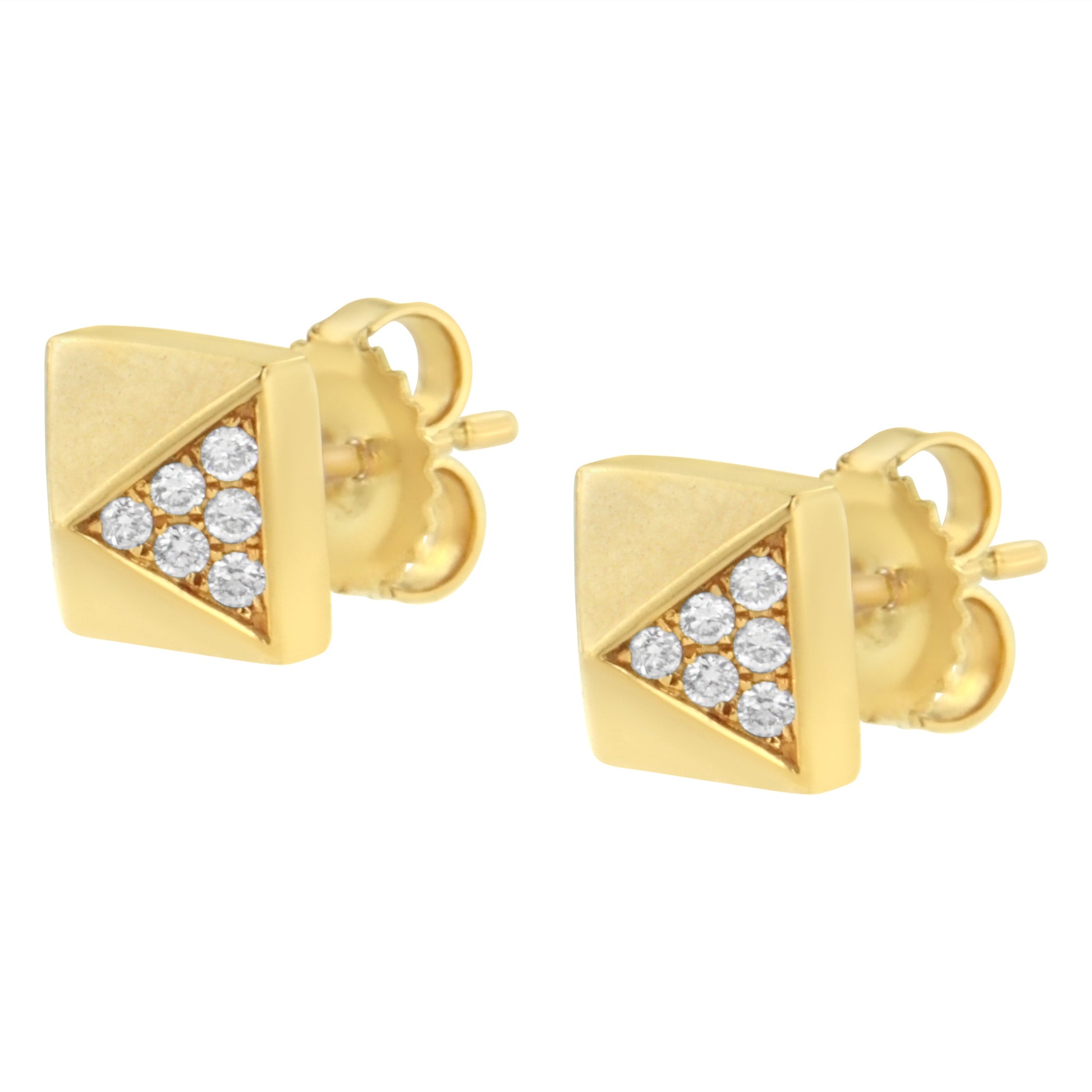14K Yellow Gold 1/4 Cttw Diamond Pyramid Stud Earring (G-H Color, SI1-SI2 Clarity) Bids.com
