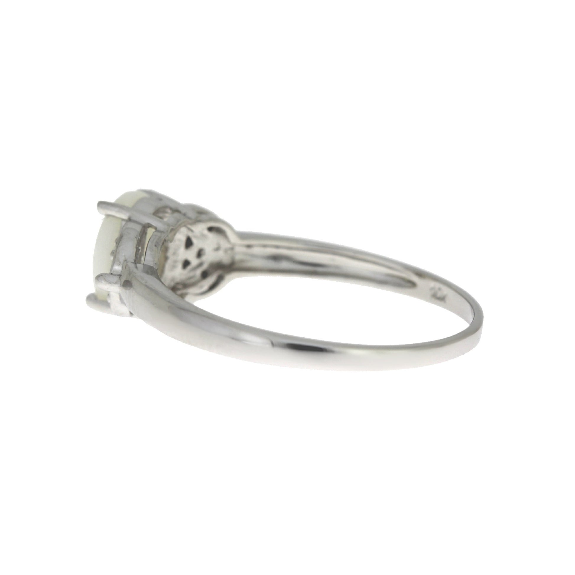 Natural .01ct Opal Diamond Ring 10KT White Gold Bids.com