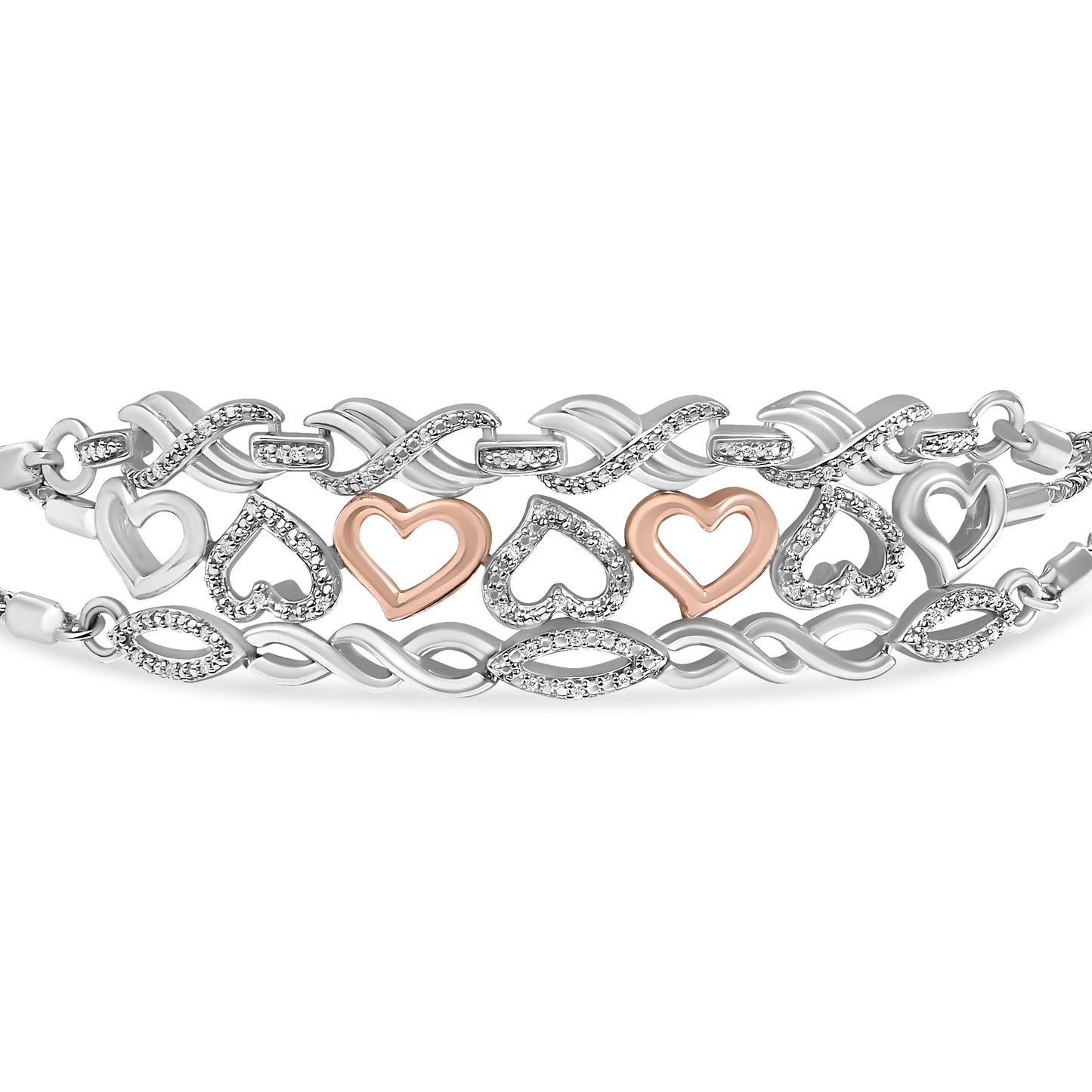 Sterling Silver Diamond Accent 3 Piece Adjustable Bolo Bracelet Set Bids.com