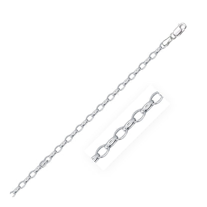 3.2mm 14k White Gold Oval Rolo Chain Bids.com