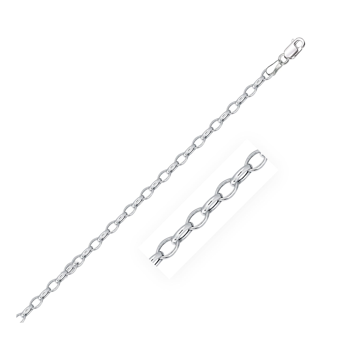 3.2mm 14k White Gold Oval Rolo Chain Bids.com