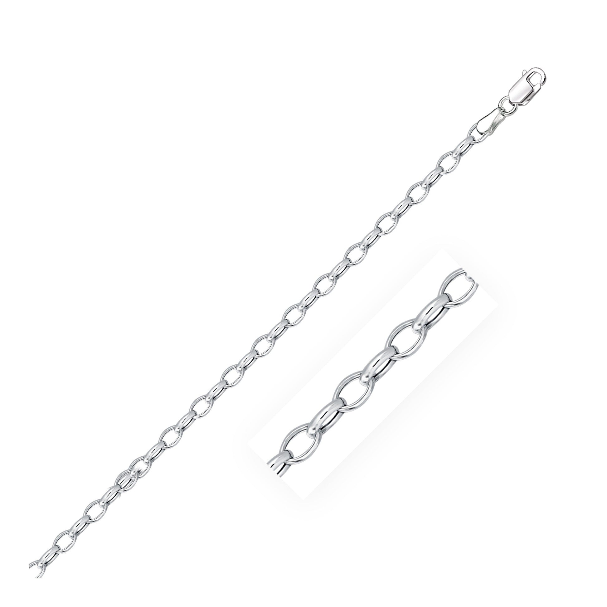 3.2mm 14k White Gold Oval Rolo Chain Bids.com
