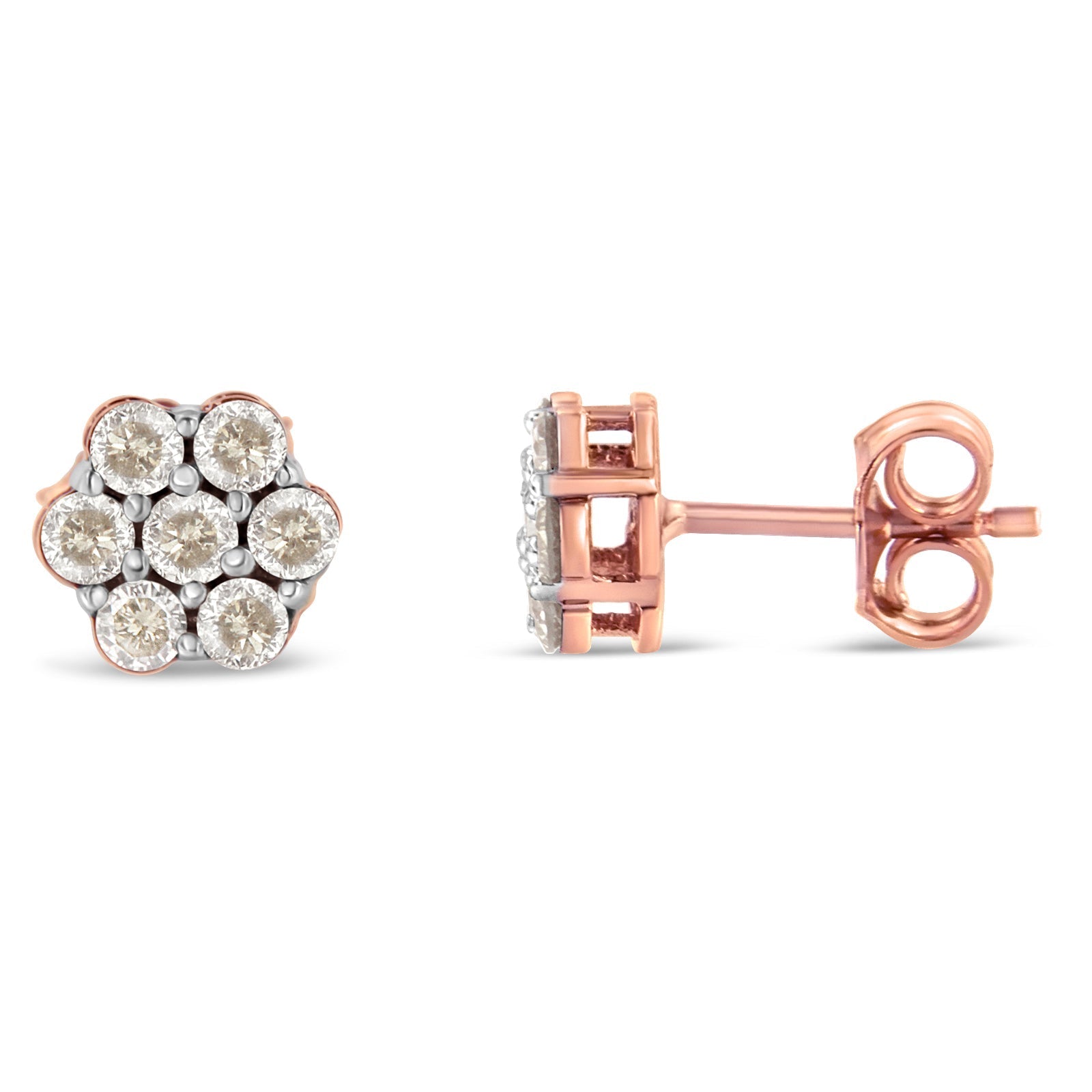 10K Rose Gold Diamond Floral Stud Earrings (0.5 cttw, J-K Color, I1-I2 Clarity) Bids.com