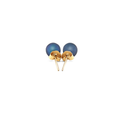 14k Yellow Gold Cultured Black Pearl Stud Earrings (6.0 mm) Bids.com
