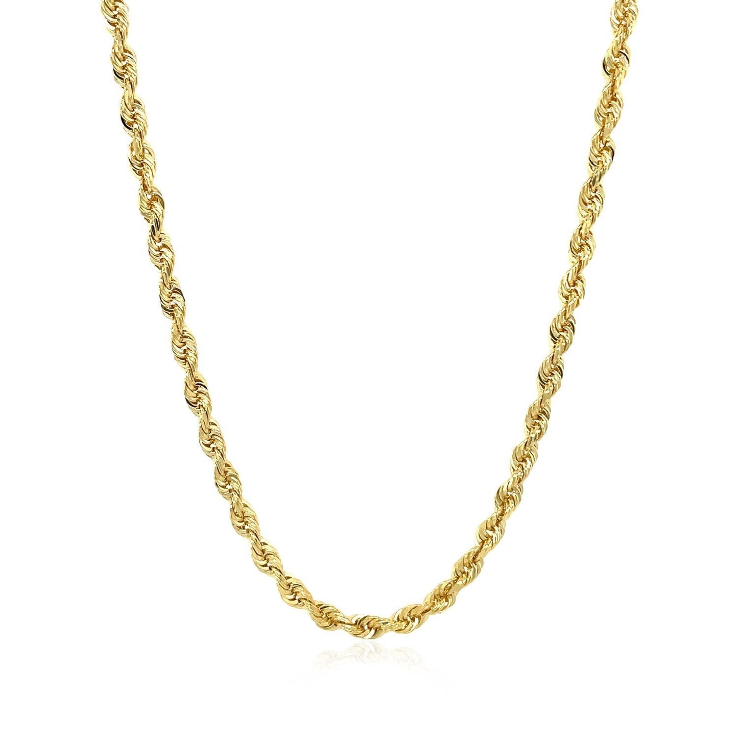 3.0mm 14k Yellow Gold Solid Diamond Cut Rope Chain Bids.com