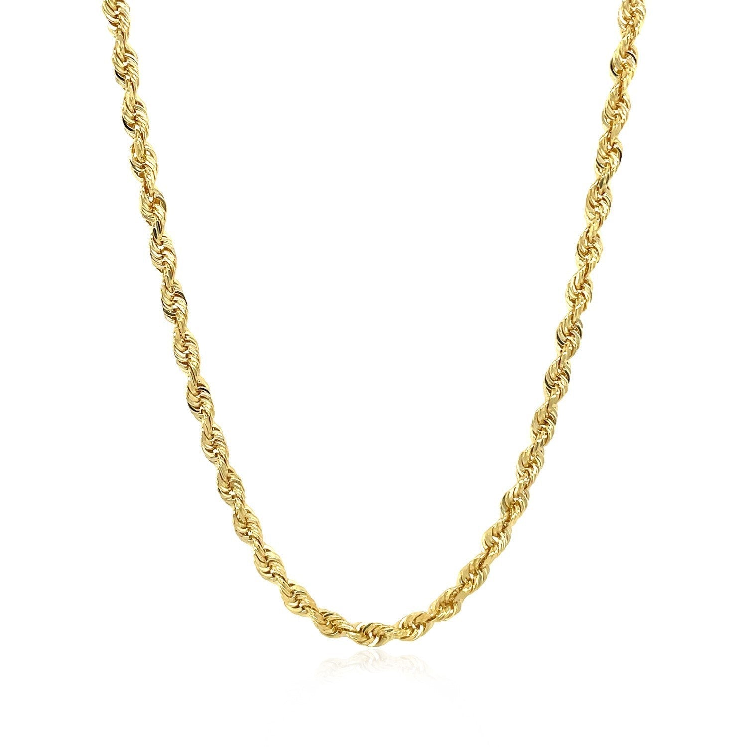 3.0mm 14k Yellow Gold Solid Diamond Cut Rope Chain Bids.com