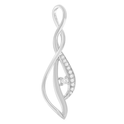 Espira 10K White Gold Round Diamond Accented Open Cascade Twist 18" Pendant Necklace (1/10 Cttw, J-K Color, I1-I2 Clarity) Bids.com