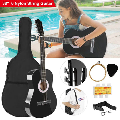 38" Acoustic Beginners Guitar with Guitar Bag Strap Tuner Extra String DailySale