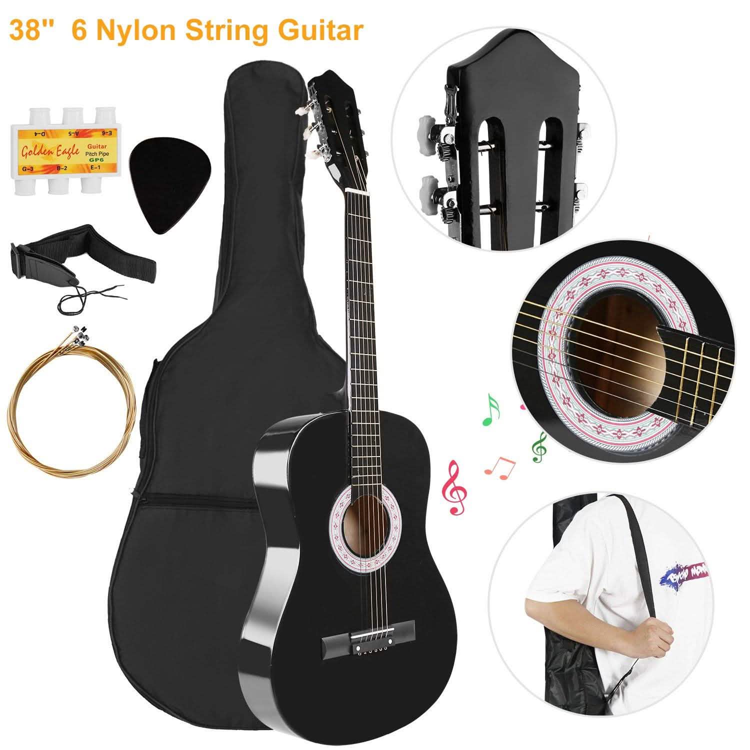 38" Acoustic Beginners Guitar with Guitar Bag Strap Tuner Extra String DailySale